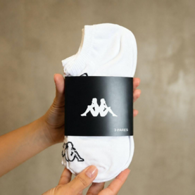Meias Kappa Kit 3 Pares Soquete Invisível Branco