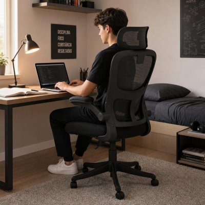 Cadeira de Escritório Presidente Ergonômica Preta