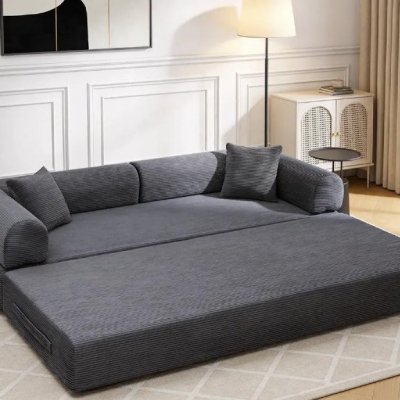 🛋️ Sofá Cama Modular de Veludo Cotelê
