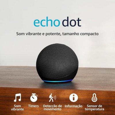 Echo Dot Geração Recente Som Melhor Preto