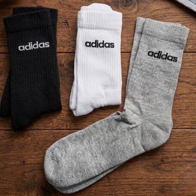 Kit Meia adidas Lin Crew 3 Pares Brancas