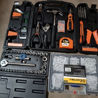 🧰 Kit De Ferramentas 129 Pçs + Kit De 40 Soquetes Chaves + Kit 300 Pçs Brocas E Buchas The Black Tools
