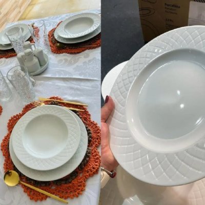 Jogo Pratos Tramontina Ingrid 12pç Porcelana Branca