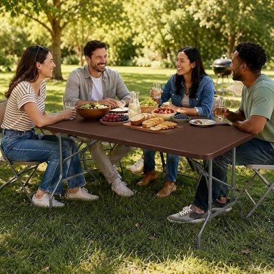 Mesa Dobrável Portátil Laruno 1,80m Marrom