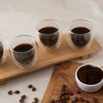 Copinho Chique De Café Jogo De Copos De Vidro De Café Parede Dupla 80ml 4 Peças