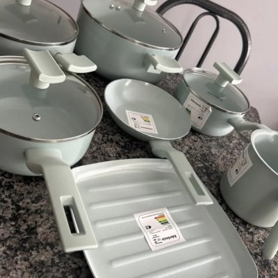 Conjunto Panelas 7 Peças Sartin Cook Cor Aquamint Mimo Style