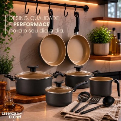 Conjunto de Panelas Antiaderente 10 Peças Teflon