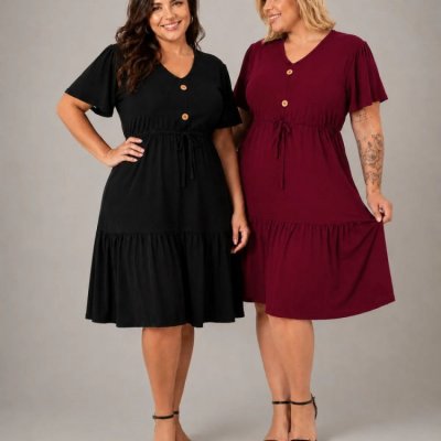Kit 2 Vestidos Plus Size Midi Evangélico