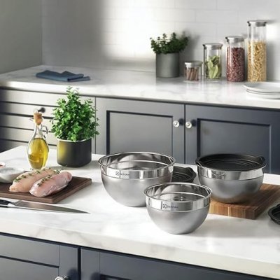 Conjunto de Bowls de Inox com Tampa Plástica