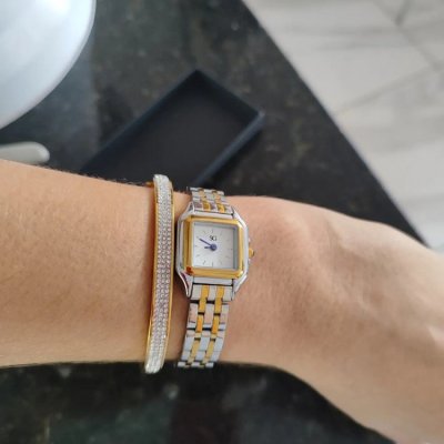 Relógio Feminino Quadrado Boxy Dourado Prata