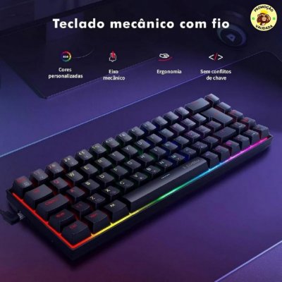 Teclado Gamer Mecanico RGB Switch Vermelho Hot-Swap