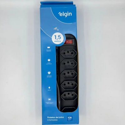 🔌 Filtro de Linha 6 Tomadas Elgin 2P+T 10A Bivolt