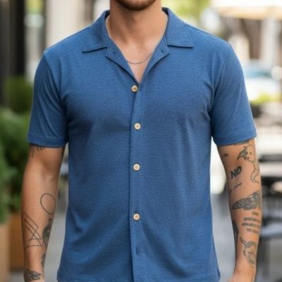 Camisa Slim Eco com Botões de Madeira