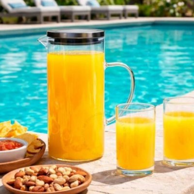 Jarra de Vidro Borossilicato 1,5 Litros Tampa Inox