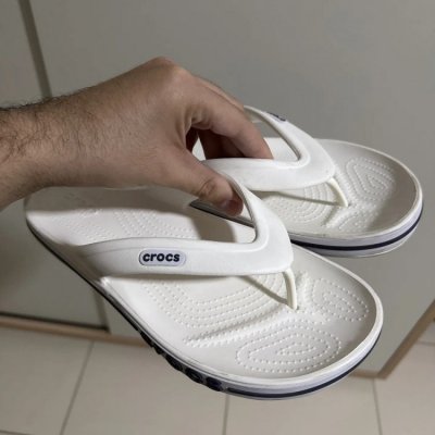 Chinelo Crocs Bayaband Flip White/Navy