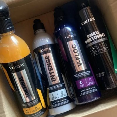 Kit Lavagem Vonixx: Shampoo V-Floc, Cera Tok Final, Intense, Pneu Pretinho Vintex