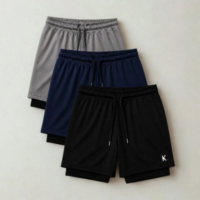 Kit 3 Shorts 2 Em 1 Masculino de Compressão