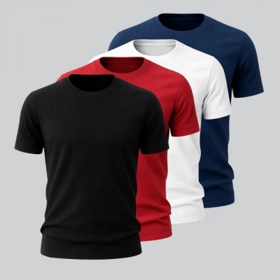 Kit 4 Camisetas Canelada Masculina Premium