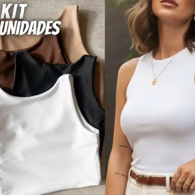 Kit 4 Regata Feminina Suplex Tshirt Básica