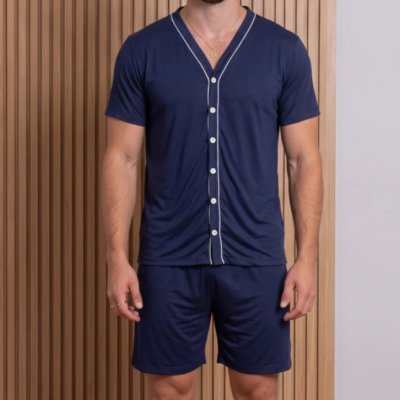 Pijama Americano com Botões Manga Curta