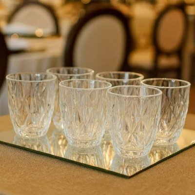 Jogo 6 Copos Vidro Diamante 300ml