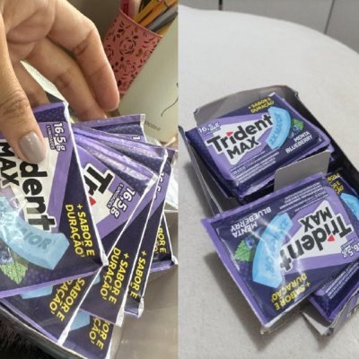Chiclete Trident Max Menta Blueberry Sem Açúcar - Caixa com 14 unidades