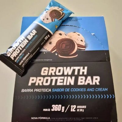 Barra de Proteína (caixa 12 uni.) Growth Supplements - Sabor Cookies & Cream