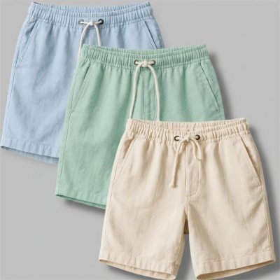 Kit 3 Shorts Masculino de Linho para Verão