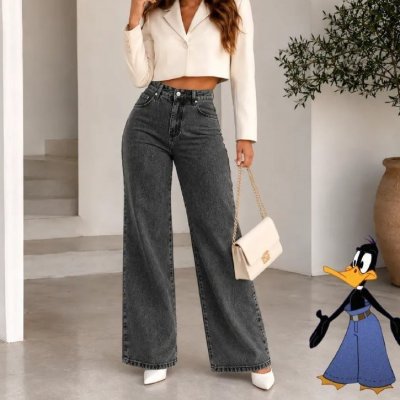 👖 Calça Wide Leg Jeans Feminina (4 Cores)