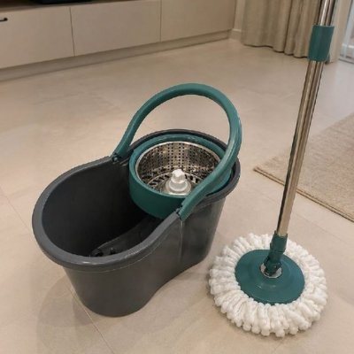 Esfregao Mop Giratório 8L com Cesto Inox e 2 Refils