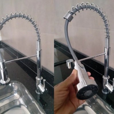 Torneira Aço Inoxidável Hongyu Luxo Flexível Prateado Brilhante