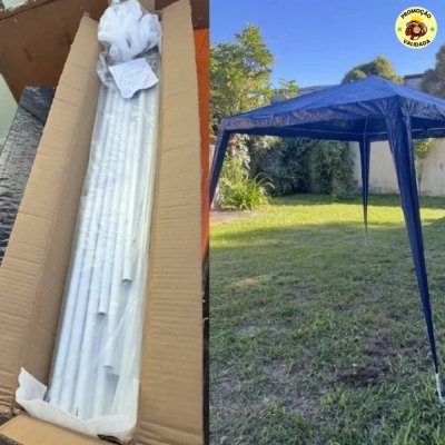 Tenda Gazebo Azul Polietileno 3x3 Metros