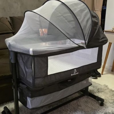 Berço Bebê Portátil Moisés Com Mosquiteiro E Modo Balanço