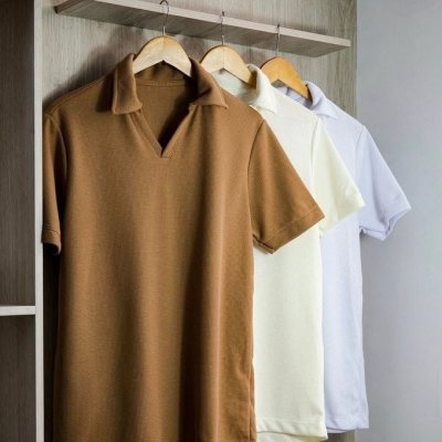 Camisa Polo Masculina Texturizada Sem Botão