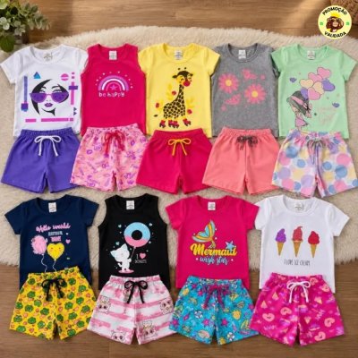 5 conjuntinhos Kit com 10 Pecas Roupa Infantil Menina Verao