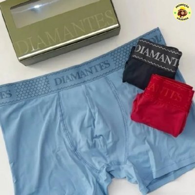 Kit Com 3 Cuecas Boxer Diamantes Lingerie