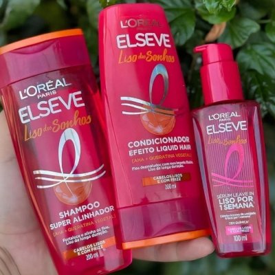 KITZÃO COMPLETO L'Oréal Paris Elseve Liso dos Sonhos (Shampoo, Condicionador e Sérum)