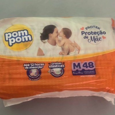 👶 Fralda Pom Pom Proteção de Mãe Mega M 48 Unidades