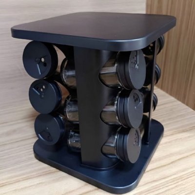 Porta Condimentos Temperos Giratório 12 Potes De Vidro