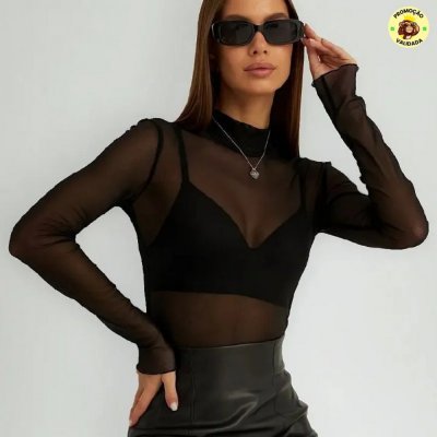 Blusa Tule Transparente Feminina