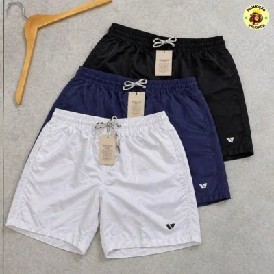Kit com 3 Bermudas Lisas Amarracao