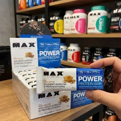 Power Protein Bar 41g Display Com 12 Unid Max Titanium Sabor Milk caramel