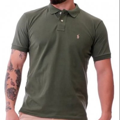 Polo Algodão Piquet Camisa Masculina Verde