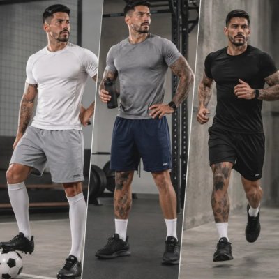 Kit 3 Short Futebol Masculino Academia