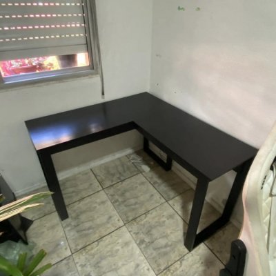 Escrivaninha L Berlim Industrial MDF Preto