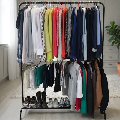 Arara Dupla Para Roupas Com Sapateira Reforçada