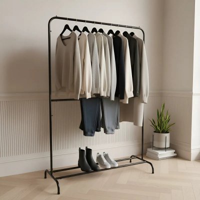 Arara Dupla para Roupas com Sapateira Profissional
