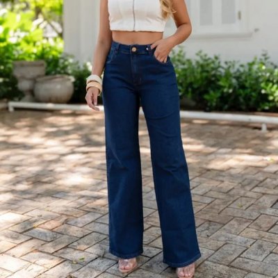 Calça Jeans Wide Leg Lycra