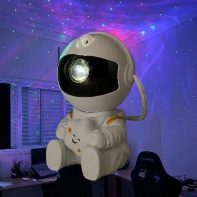 Mini Astronauta Projetor Estrelas Galáxia Luminária Noturna
