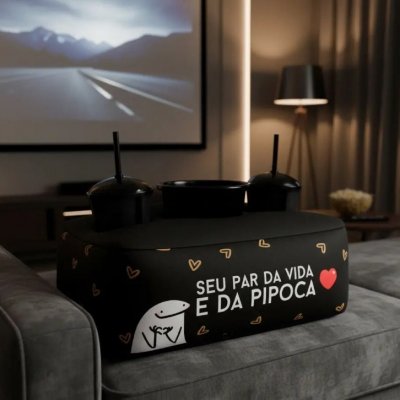 Kit Almofada Porta Pipoca Casal 2 Copos +balde